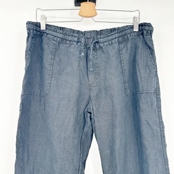 Allen Allen Womens Minimalist Beachy‎ Pull On Wide Leg 100% Linen Pants XL Black - Picture 2 of 7